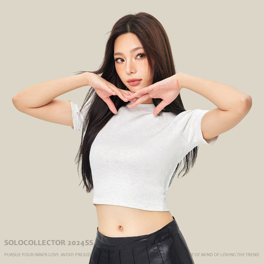 250g Niche Short Hot Girl T-shirt Raglan Sleeve European And American Ins