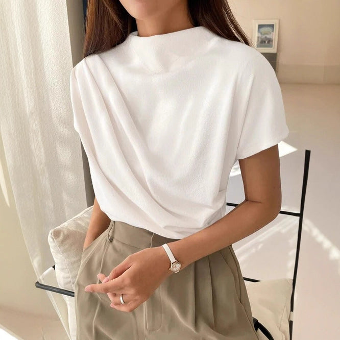 Round Neck Draping Summer New Simple Women's Clothing Short Sleeve
