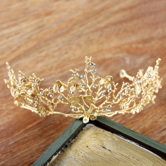 Tiara Matguld Diamantkrone Hårbøjle Bryllup