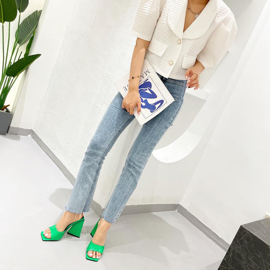 Large Square OpenToe Triangle Heel Sandals