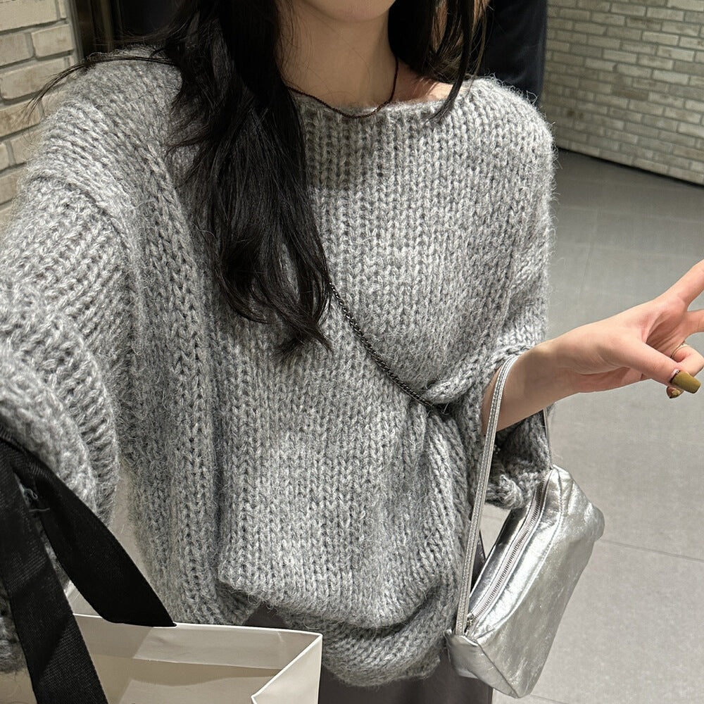 Women's Casual One Neck Loose And Lazy Style Knitted Sweater