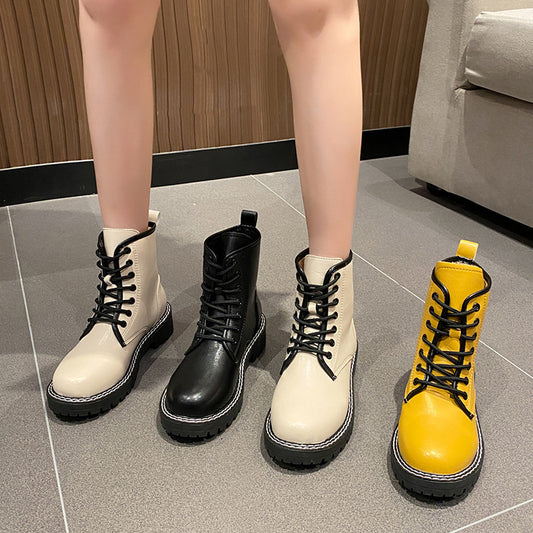 Autumn All Match Thick Heeled Thin Short Boots