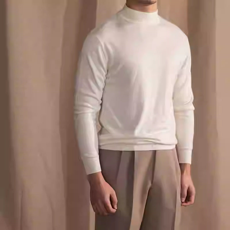 Soft Glutinous Skin-friendly Wool Mock Neck Sweater Gentleman