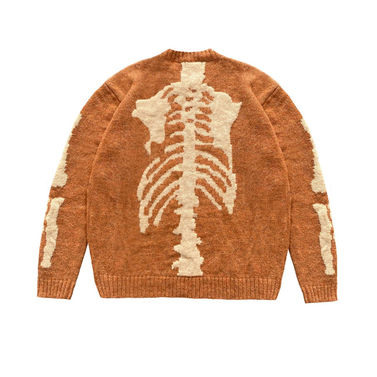 Round Neck Loose Bone Skeleton Knit Casual Sweater