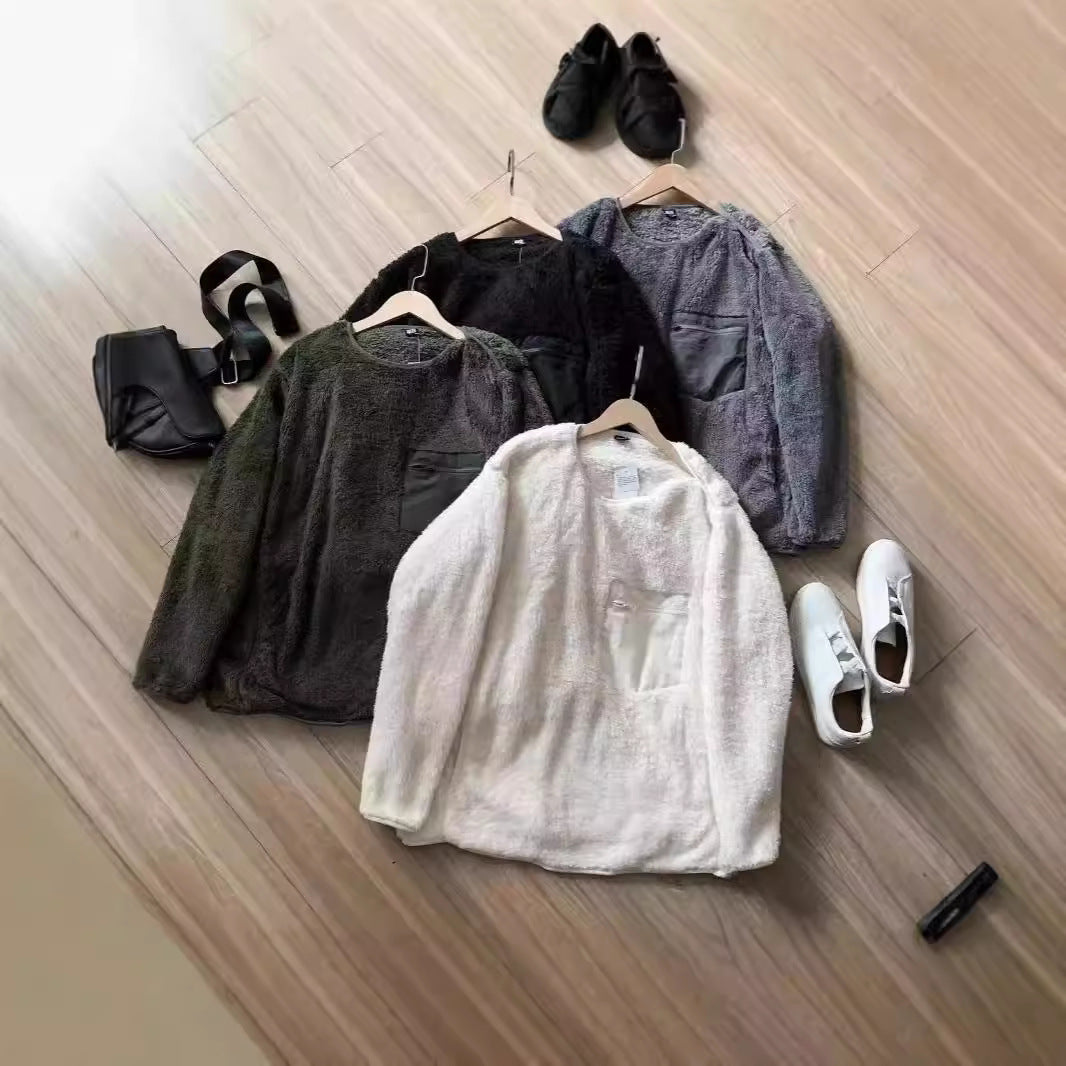 Mens And Womens Long-pile Fleece Pullover For Fallwinter