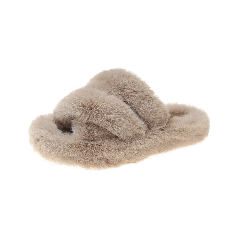 Plus Size Slippers Women's Outer Wear Thick Bottom Three Bars Cross