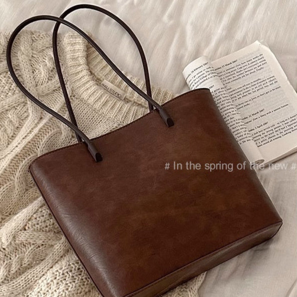 Retro Minimalist Tote Bag Versatile Large-capacity Shoulder Bag