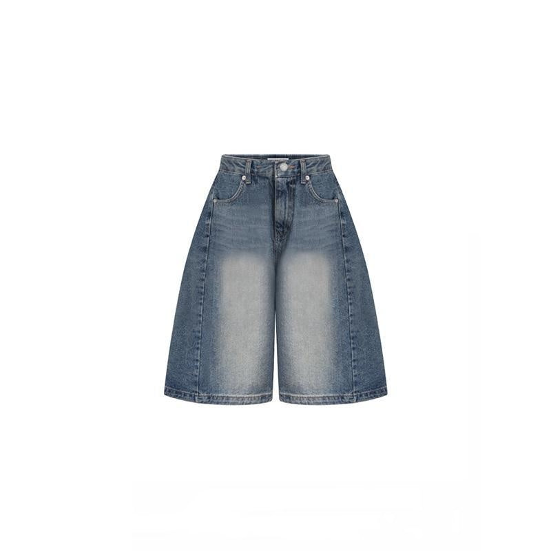 Cropped Jeans Women's Retro Wide Leg Shorts
