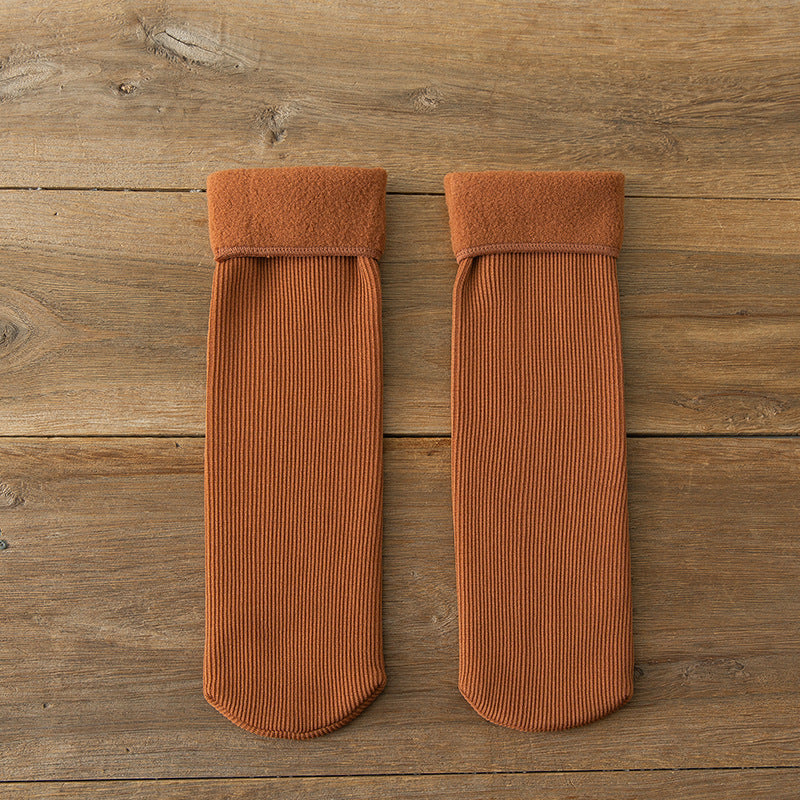 Wool Thickened Women's Medium Tube Solid Color Socks