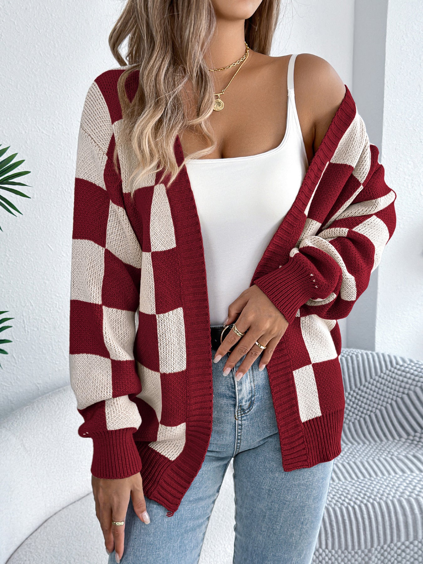 Lantern Sleeve Cardigan Sweater Mid-length Coat