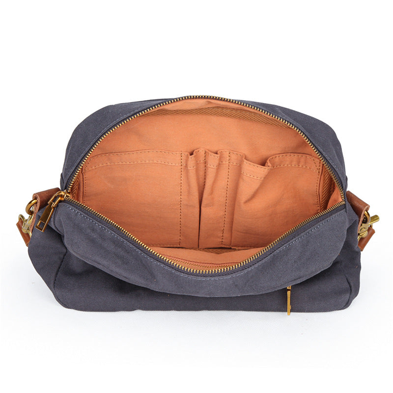 Farveblokket Retro Lærred Skuldertaske/Crossbody-taske