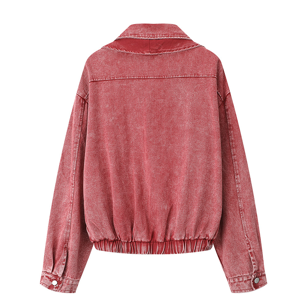 Guochao High Street Fake Two-piece Denim Jacket