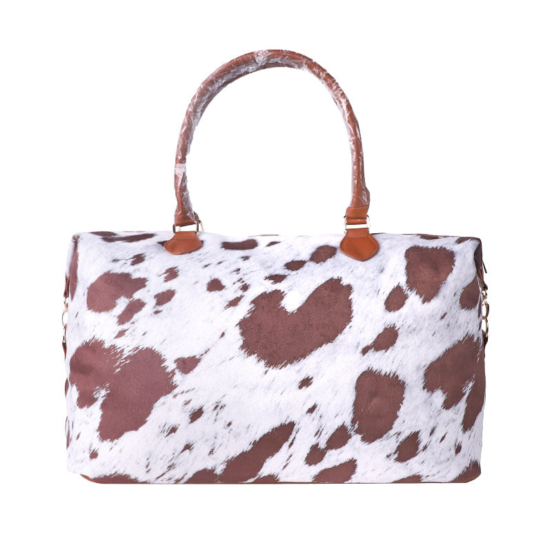 Women's Fashion Leopard Print Black And White Check Handbag Travel Bag