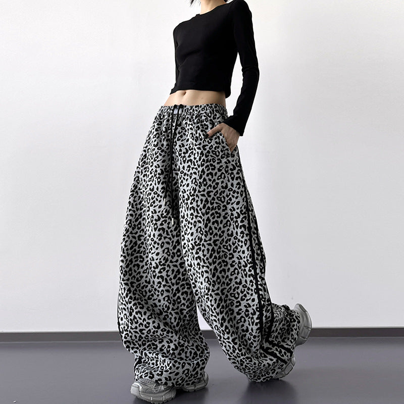 Womens High-waisted Casual Wide-leg Pants