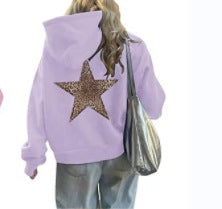 Women's Fashion XINGX Printed Loose Hooded Sweater