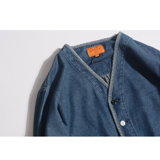 Retro Washed Denim Cardigan Jacket Men's Coat