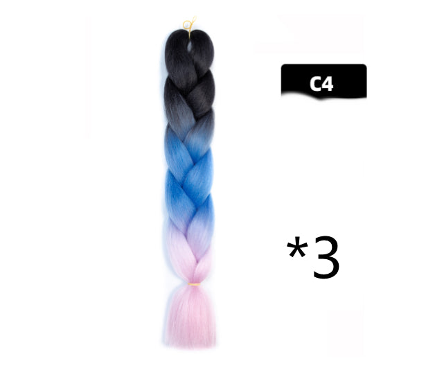 Color Big Braid African Chemical Fiber High Temperature Silk Wig Gradient