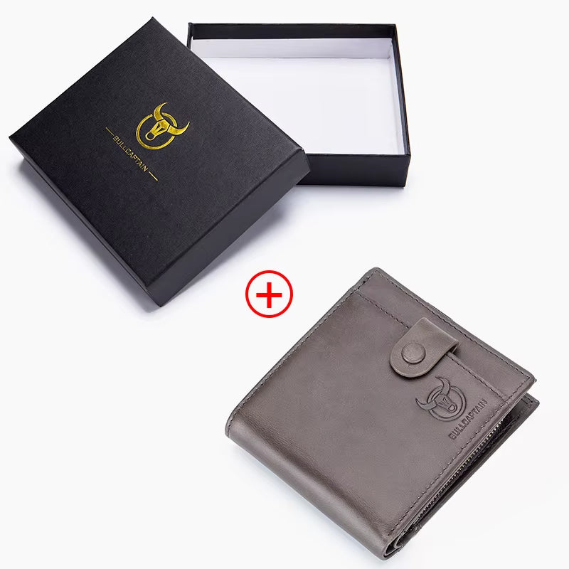 Genuine Leather Men'S Wallet Coin Purse Small Wallet Retro Short Wallet British Casual Multifunction Wallet