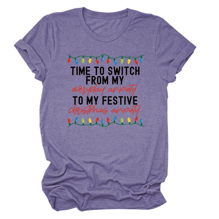 Pattern Printing Casual Short-sleeved T-shirt Women's Tops
