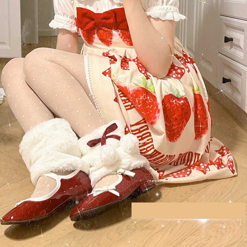 Rabbit Plush Stocking Jacket Winter Warm Solid Color Fur Ball Lolita