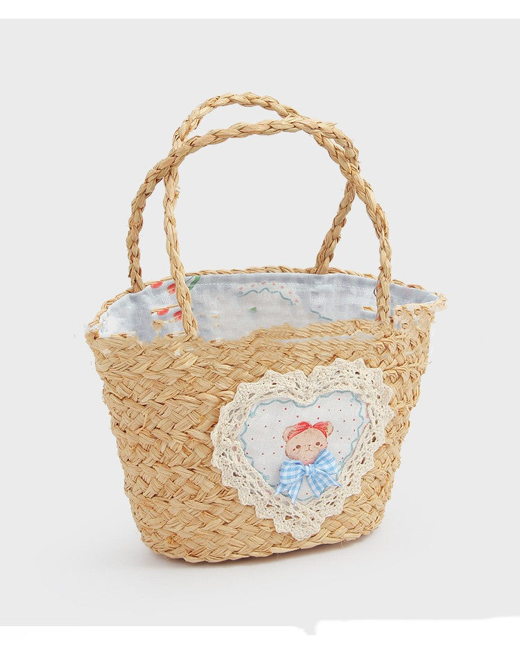 Spring And Summer Hand-woven Raffia Cartoon Vegetable Basket