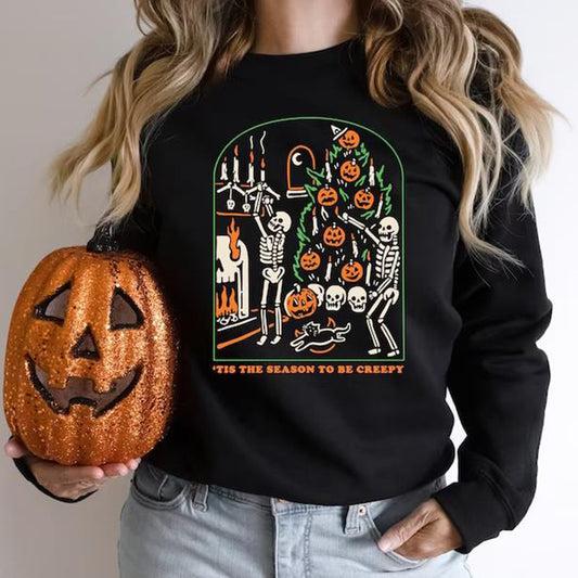 Tis The Season To Be Creepy Halloween Sweatshirt Funny Ha Llo