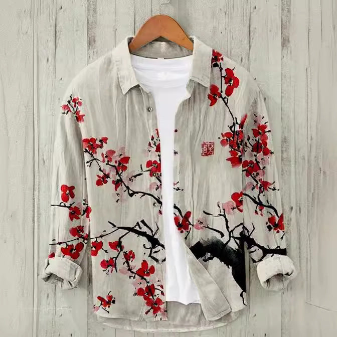 New Casual Printed Hawaiian Shirt Men