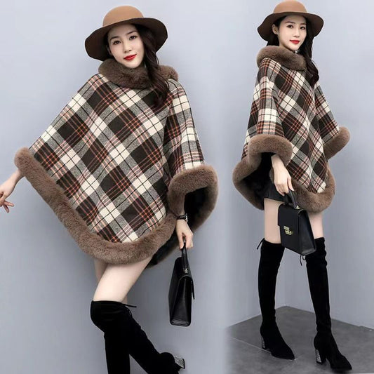 Leopard-print Thickened Velvet Oversized Cloak