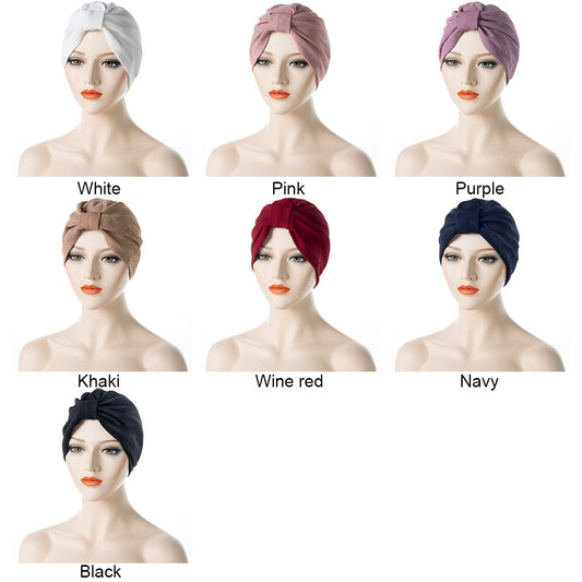 Solid Color Hooded Women's Bottoming Bow Turban