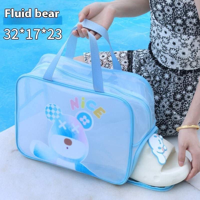 Dry Wet Separation Double-layer Transparent Pu Cosmetic Bag Portable Wash Bag