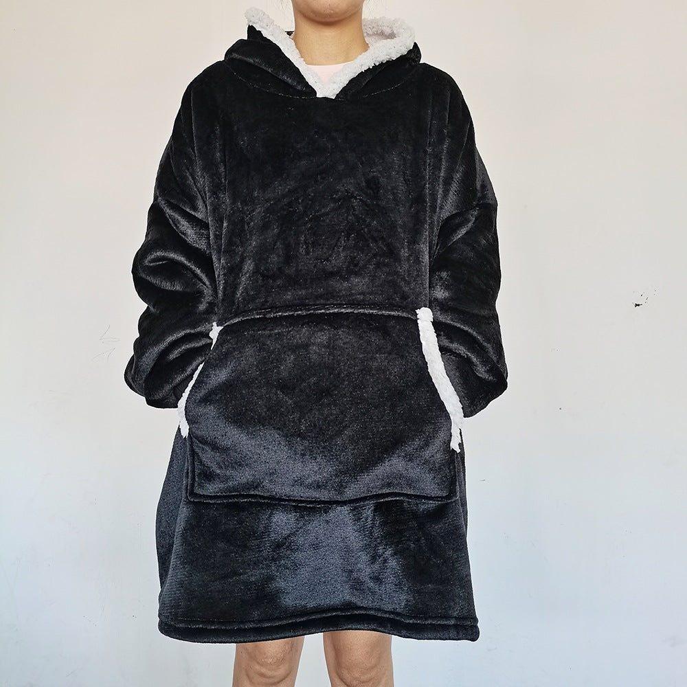 Flannel Lazy Fleece-lined Thickened Double Layer Composite Pullovers Home Wear