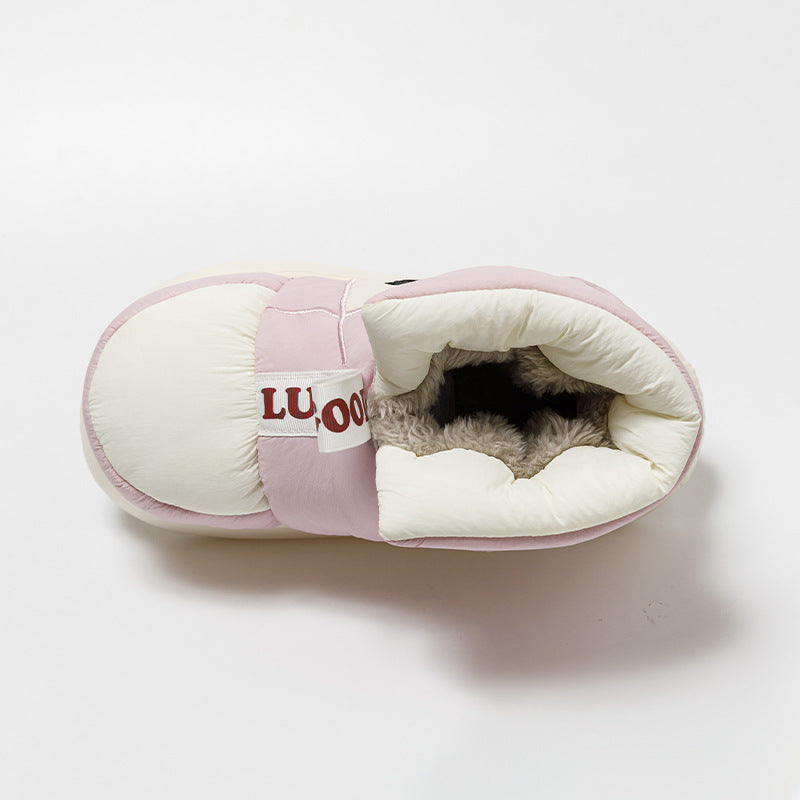 Heel Wrapped Cotton Slippers Women's Plush Warm Thick Soles Are Anti-skid