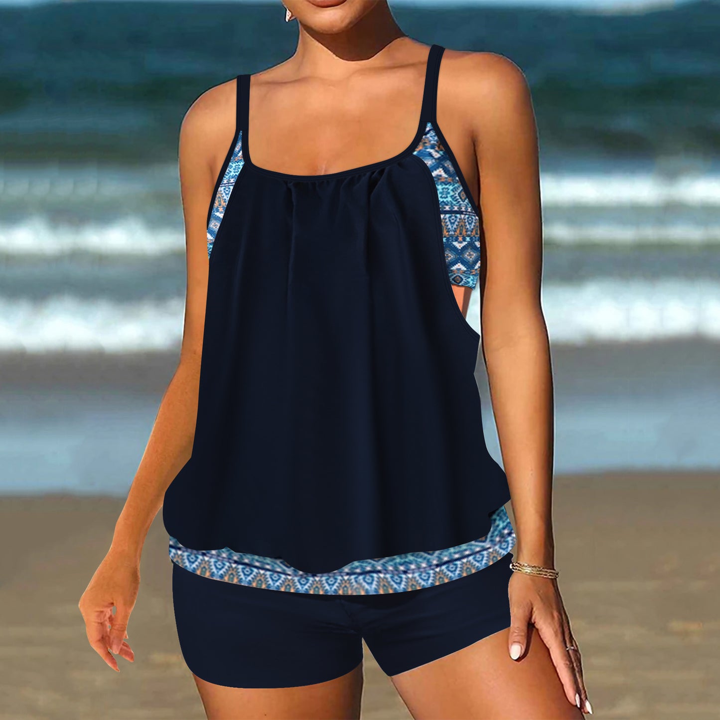 Printed Two-Piece Swimsuit Womens Beach Swimwear Set
