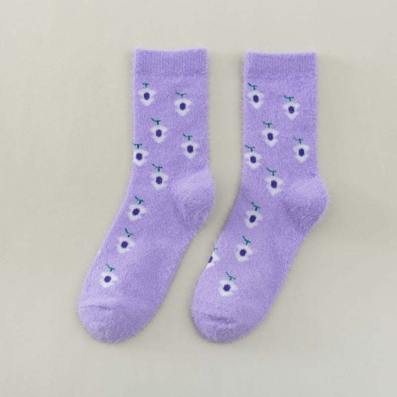 Women's Mid-thigh Fruit Socks Plus Velvet Thickening Winter Warm