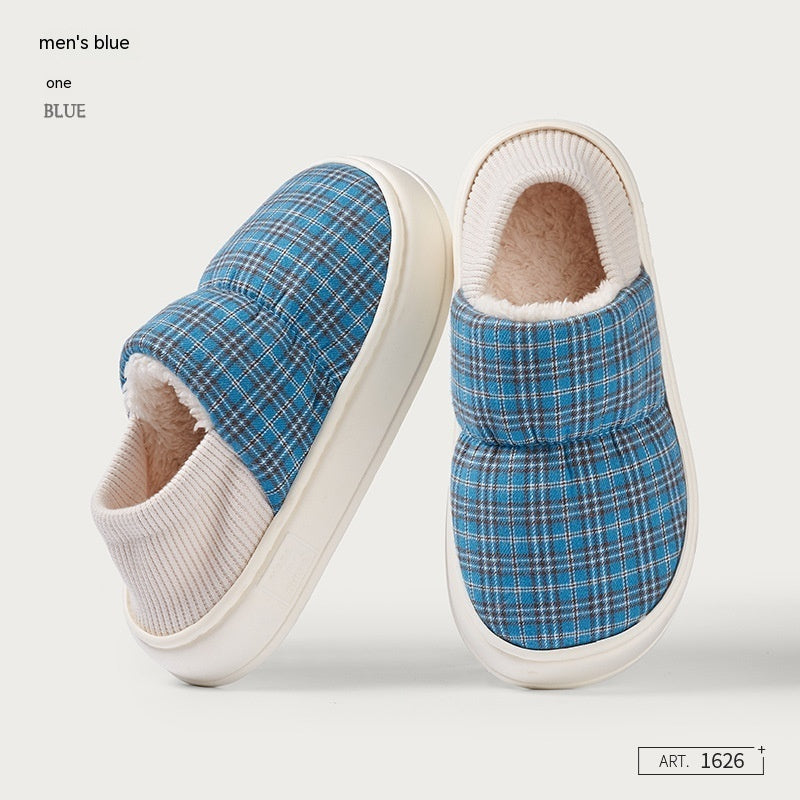 Ankle Wrap Cotton Slippers Home Indoor Warm Fleece-lined Platform Confinement Shoes