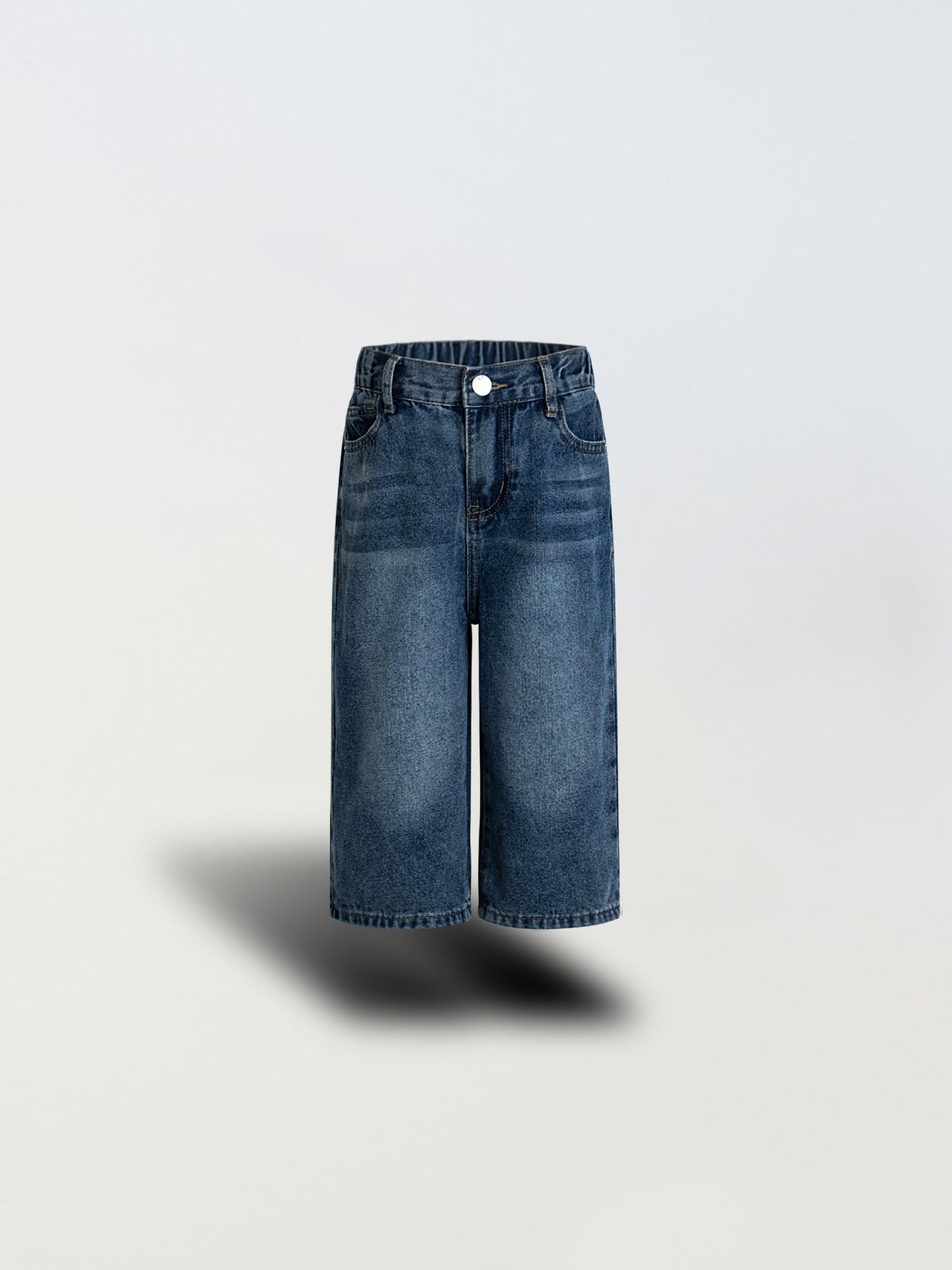 Street-style Distressed Wash Girls Denim Shorts