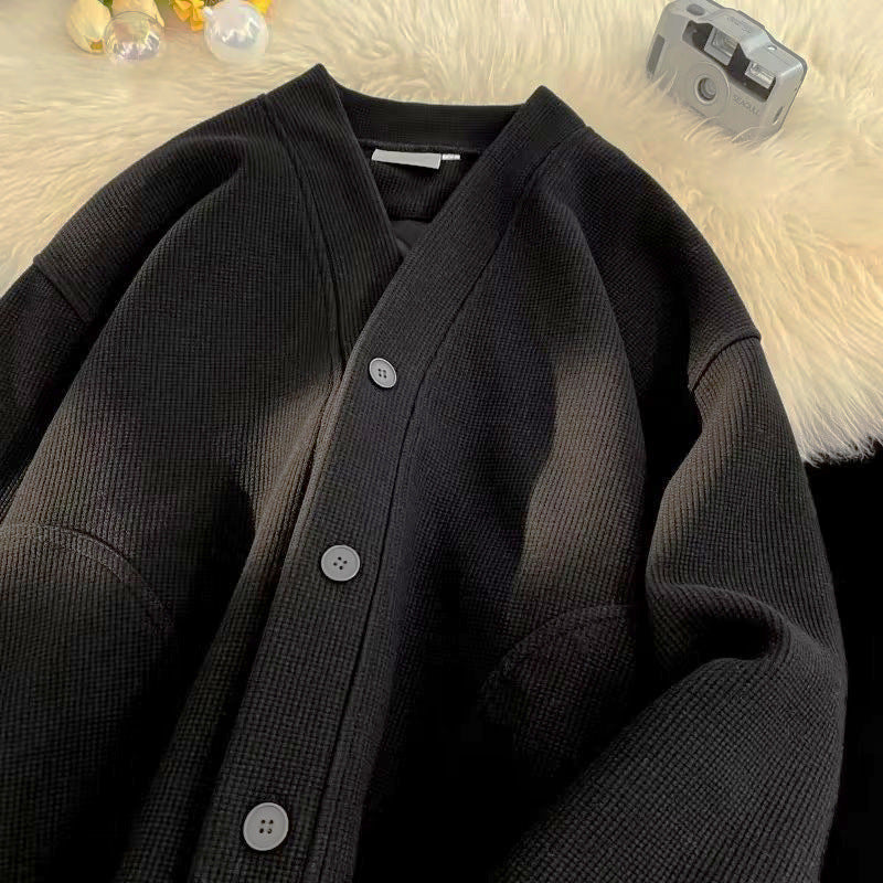 Loose Fit Vneck Hooded Cardigan