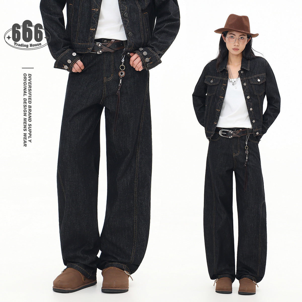 Spring And Autumn American Retro Black Jeans For Women