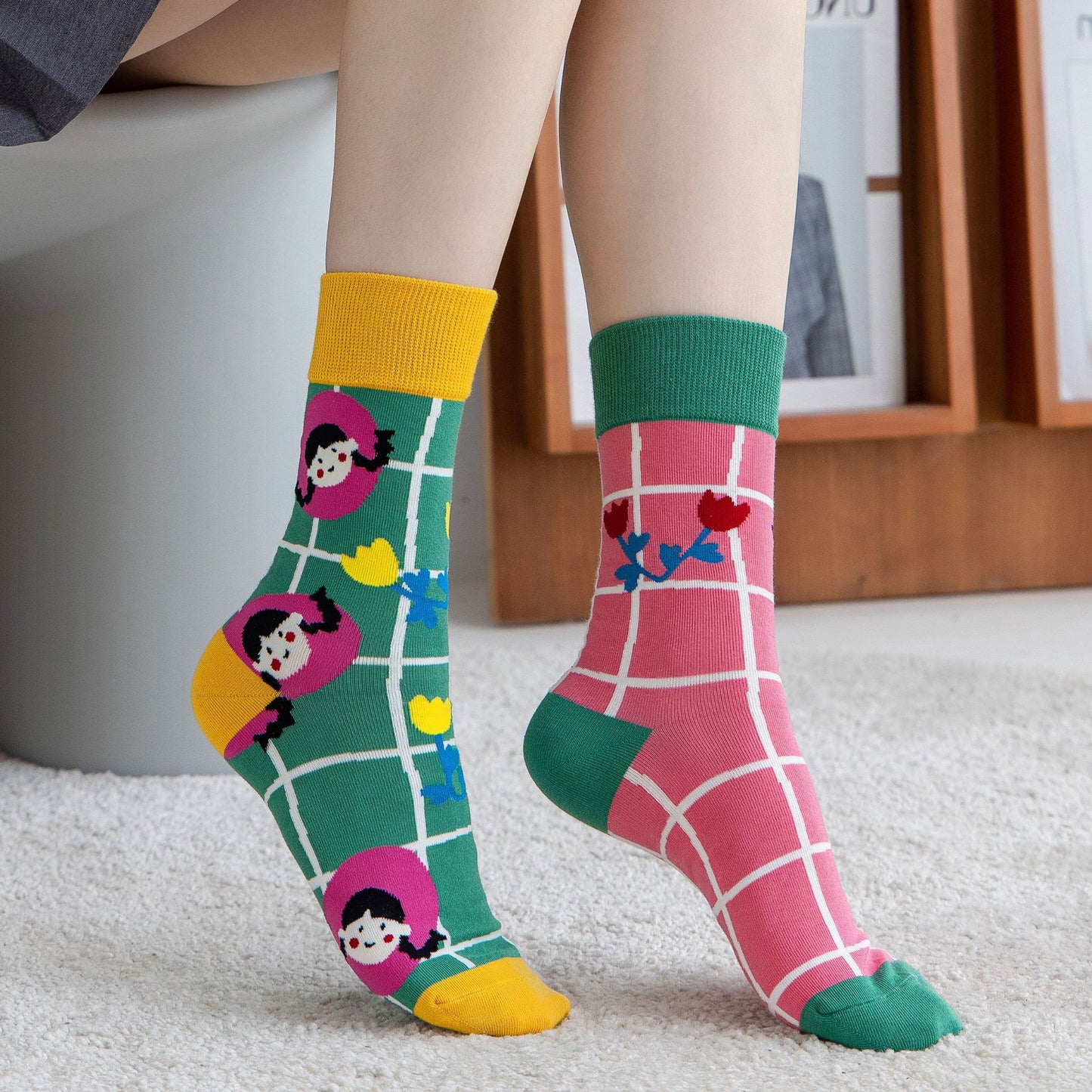 High Stockings Creative Cartoon Small Flower Tide AB