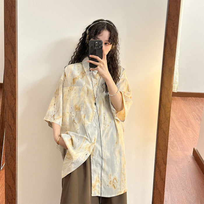 Design Sense Niche Tie-dyed Shirt Short Sleeve Shirt