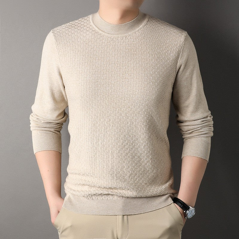 Pure Color Half Collar Men's Slim Fit Sweater Base Sweater