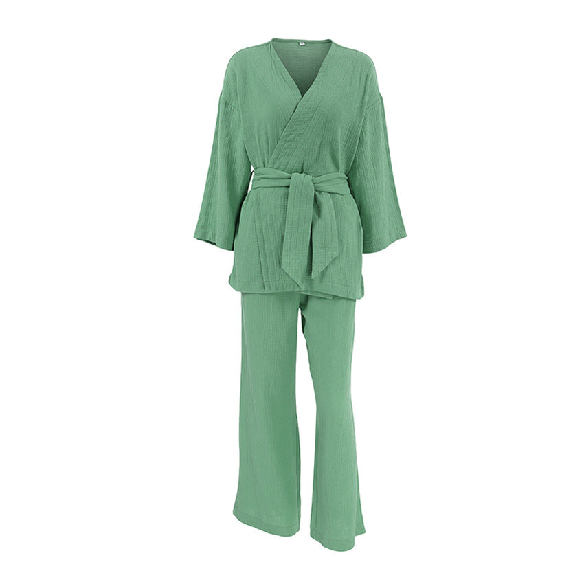 Pure Cotton Blue Cardigan-laced Nightgown