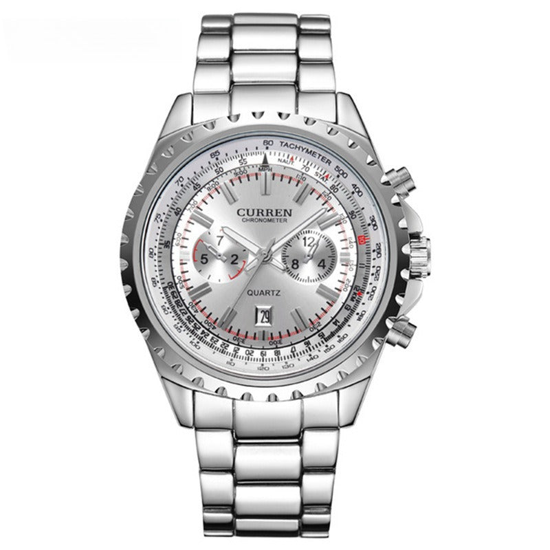 Men's Casual Quartz Movement Steel Band Wrist Business Watch
