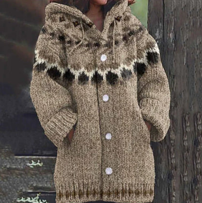 3D Printed Autumn Winter Coat Thickened Hooded Cardigan Sweater