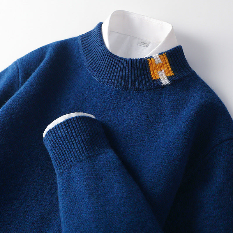 Jacquard Sweater Casual Trendy Knit Oversized Wool Base Shirt