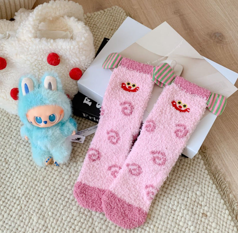 Coral Fleece Socks Women's Winter Thermal Middle Tube Sleep