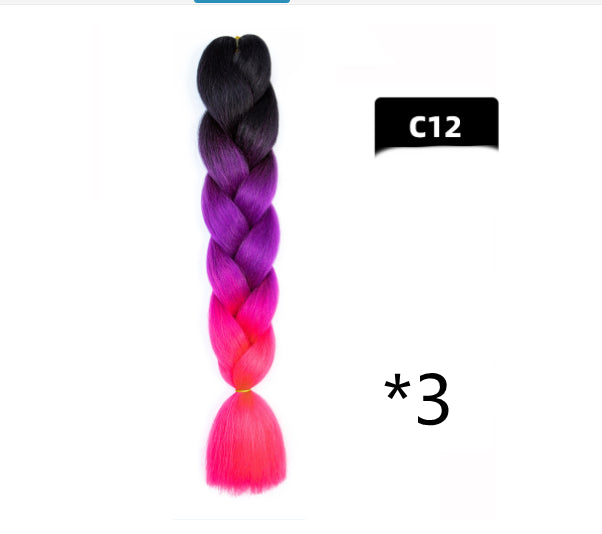 Color Big Braid African Chemical Fiber High Temperature Silk Wig Gradient
