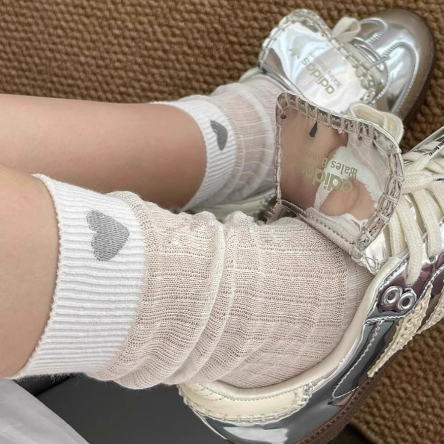 Japanese Ultra-thin Love Embroidery Loose Socks