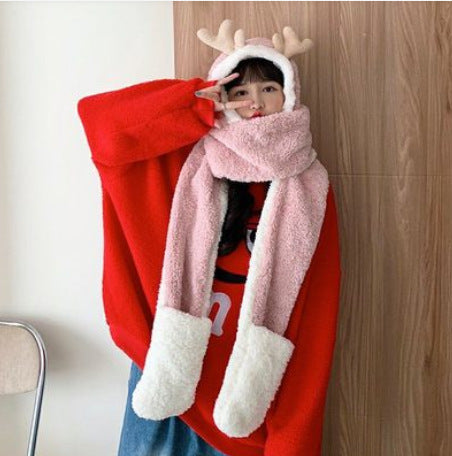 Women's Autumn And Winter Cute Warm Plush Ear Protection Hat