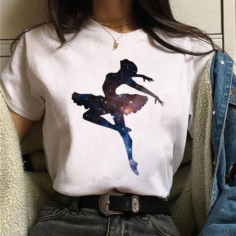 Womens Ballet Kid Crew Neck Plus-Size Short-Sleeve T-Shirt For Women